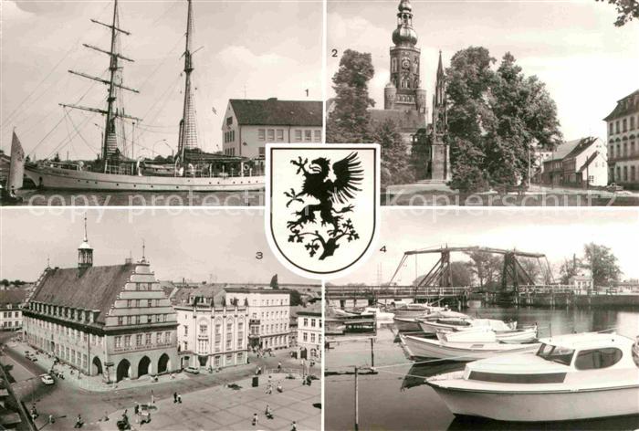 Greifswald OT Wieck Segelschulschiff Wilhelm Pieck Dom St Nikolai Rathaus Hafen