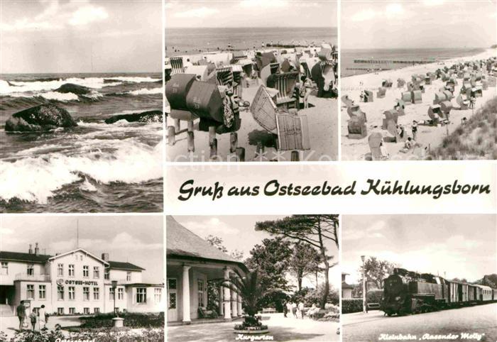 Kuehlungsborn Ostseebad Brandung Strandkoerbe Strand Ostseehotel Kurgarten Klein