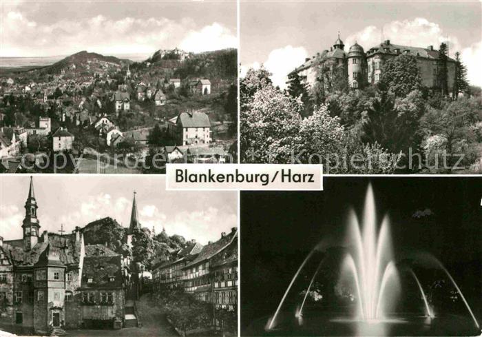 Blankenburg Bad Ortsansichten Schloss Fontaene Nachtaufnahme