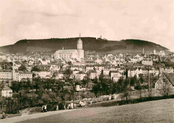 Annaberg-Buchholz Erzgebirge Ortsansicht mit Kirche Blick zum Poehlberg
