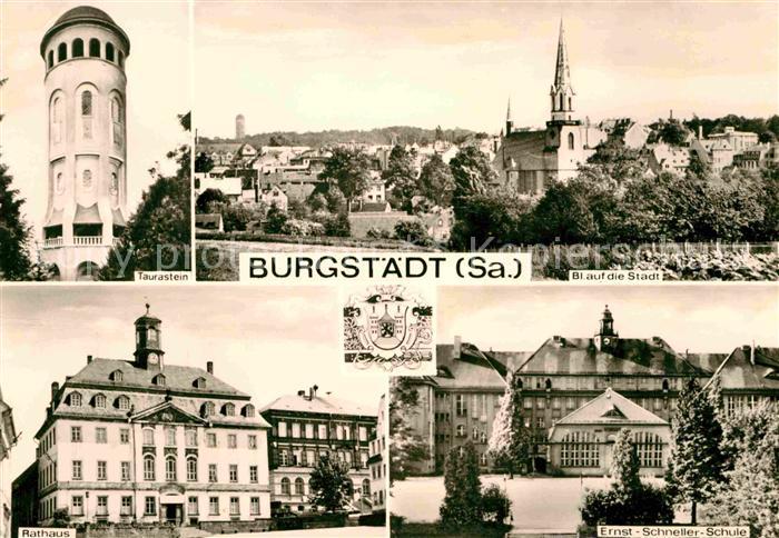 Burgstaedt Sachsen Taurastein Aussichtsturm Ortsansicht mit Kirche Ernst Schnell