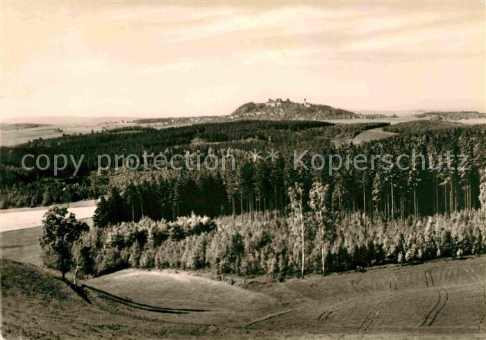 Augustusburg Panorama Blick ueber die Waelder
