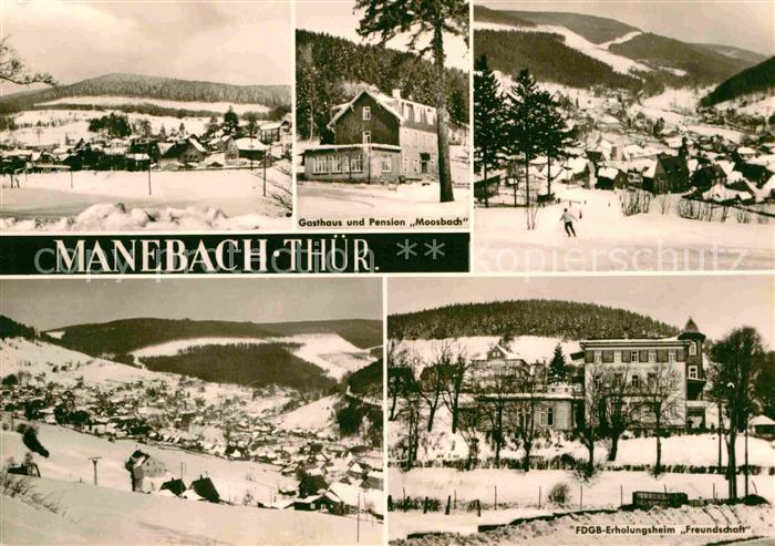 Manebach Winterpanorama Gasthaus Pension Moosbach FDGB Erholungsheim Freundschaf