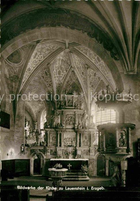 Lauenstein Erzgebirge Altar Taufbecken Kanzel Sandstein Serie Bildwerke der Kirc