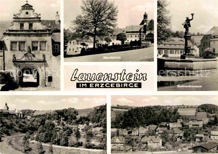 Lauenstein Erzgebirge Schlosstor Marktplatz Falknerbrunnen Teilansichten