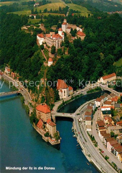 PAssAU Bayern Fliegeraufnahme Veste Oberhaus mit Wasserburg Niederhaus und Salva