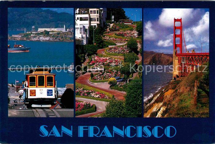 San Francisco California Cable Car Serpentinen Golden Gaste Bridge