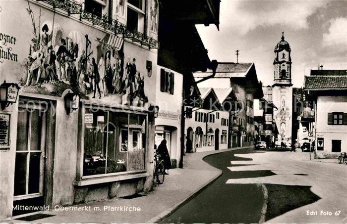 Mittenwald Bayern Obermarkt mit Pfarrkirche