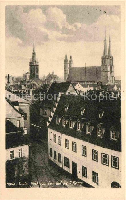 Halle Saale Blick vom Dom auf die fuenf Tuerme