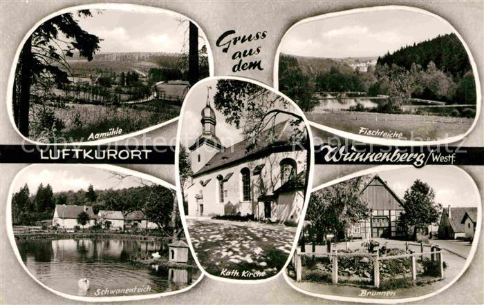 Wuennenberg Bad Aamuehle Schwanenteich Katholische Kirche Brunnen Fischteiche