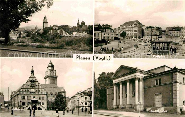 Plauen Vogtland Teilansicht Rathaus Stadttheater Postplatz