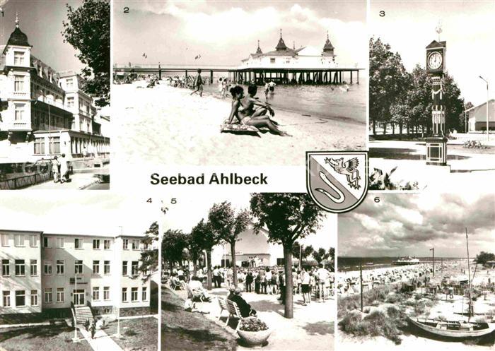 Ahlbeck Ostseebad Erholungsheim Bernhard Goering Seebruecke Stranduhr