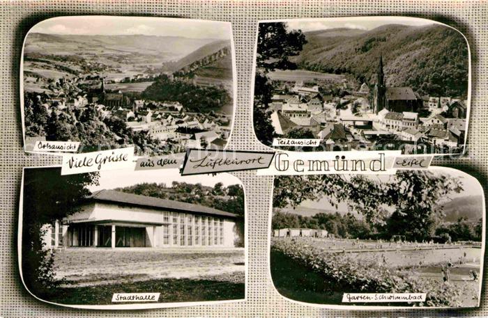 Gemuend Eifel Panorama Teilansicht Stadthalle Garten Schwimmbad