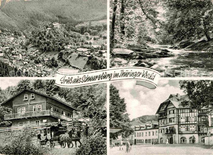 Schwarzburg Thueringer Wald Total Pferdekutsche Teilansichten