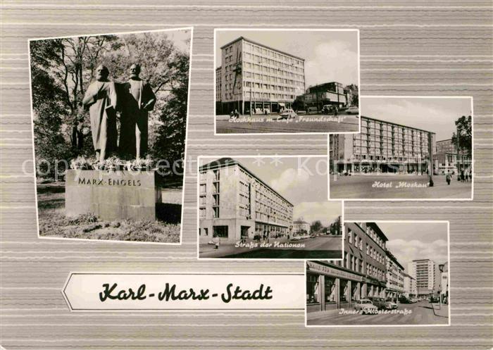 Karl-Marx-Stadt Marx Engels Denkmal Cafe Freundschaft Hotel Moskau Strasse der N