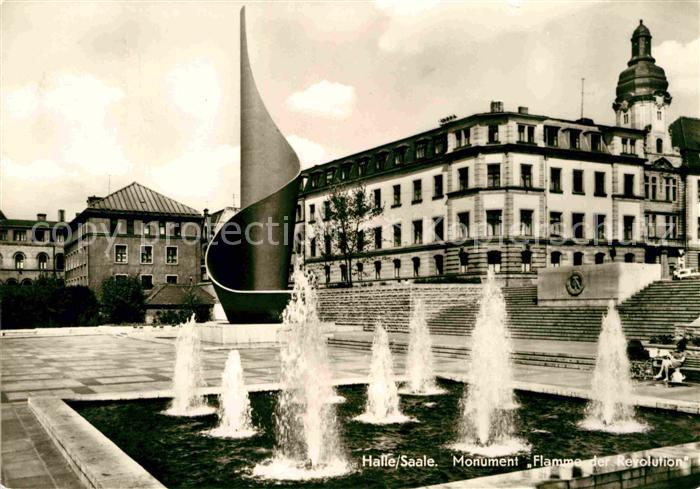 Halle Saale Monument Flammen der Revolution Wasserspiele