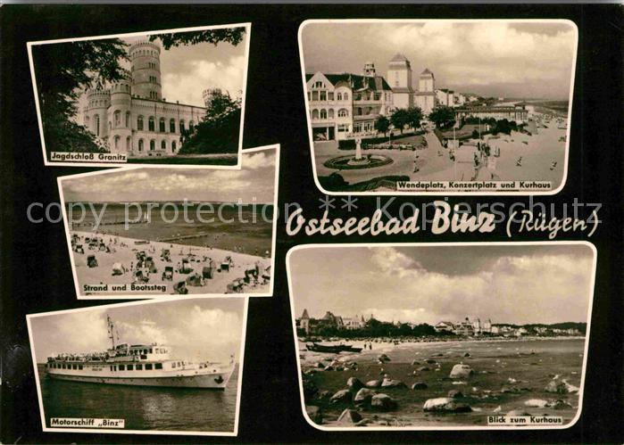 Binz Ruegen Jagdschloss Granitz Wendeplatz Strand Bootssteg MS Binz Kurhaus