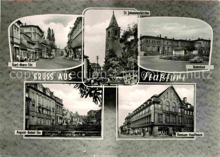 Stassfurt Karl Marx Str St Johanneskirche Bahnhof Aug Bebel Str Konsum Kaufhaus