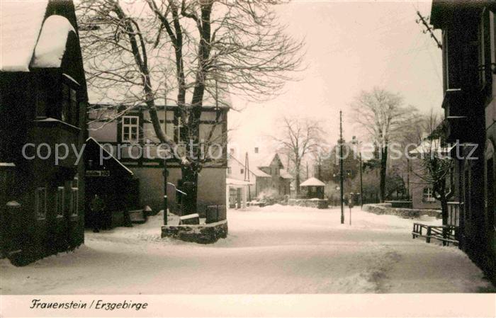 Frauenstein Sachsen Winterlandschaft Ortsansicht