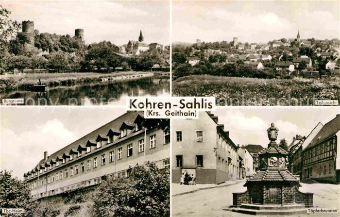 Kohren-Sahlis Burgruine Tbc Heim Toepferbrunnen Ortsansicht