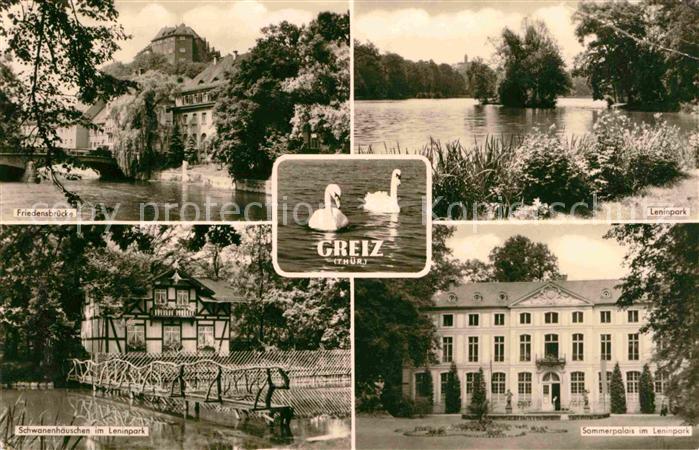 Greiz Thueringen Friedensbruecke Leninpark Schwanenhaeuschen Sommerpalais