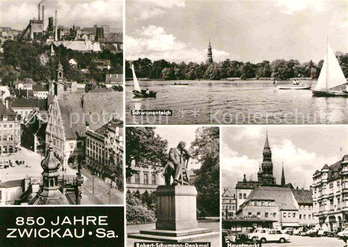 Zwickau Sachsen Schwanenteich Hauptmarkt Robert Schumann Denkmal