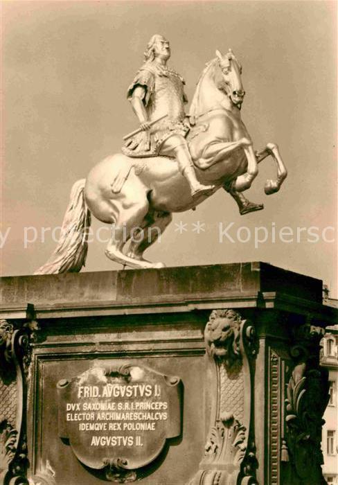 DRESDEN Elbe Goldene Reiter Denkmal August Starken