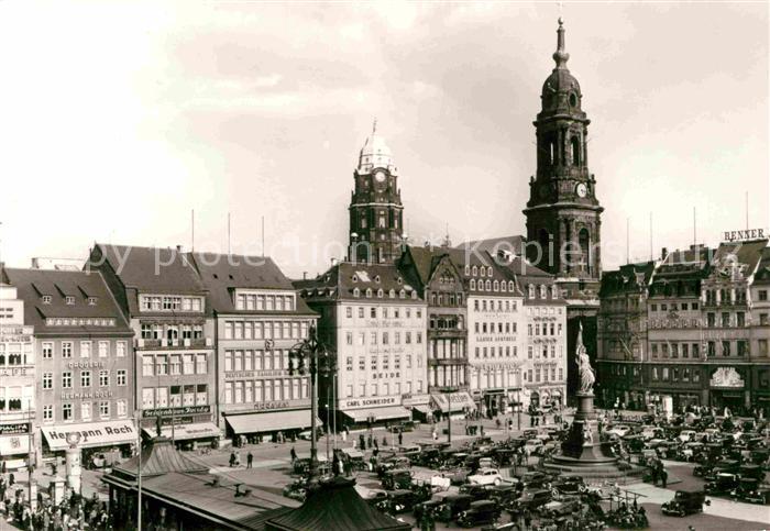 DRESDEN Elbe Altmarkt Siegesdenkmal Kreuzkirche