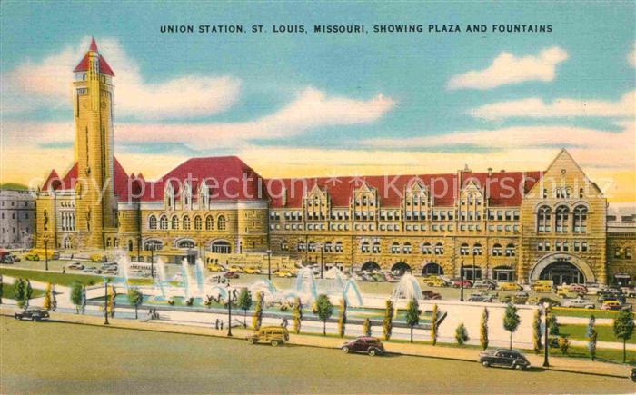 St Louis Missouri Union Station showing Plaza and Fountains Illustration