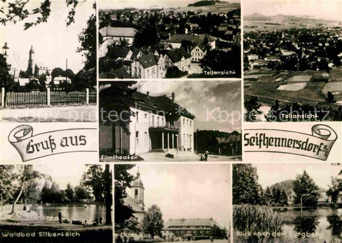 Seifhennersdorf Teilansichten Filmtheater Burgberg Rathaus Waldbad Silberteich