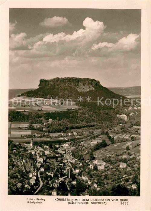 Koenigstein Saechsische Schweiz mit dem Lilienstein Tafelberg Elbsandsteingebirg