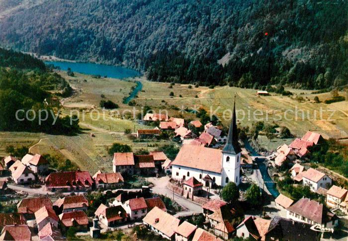Sewen Vue aerienne au fond le lac Vallee de Masevaux