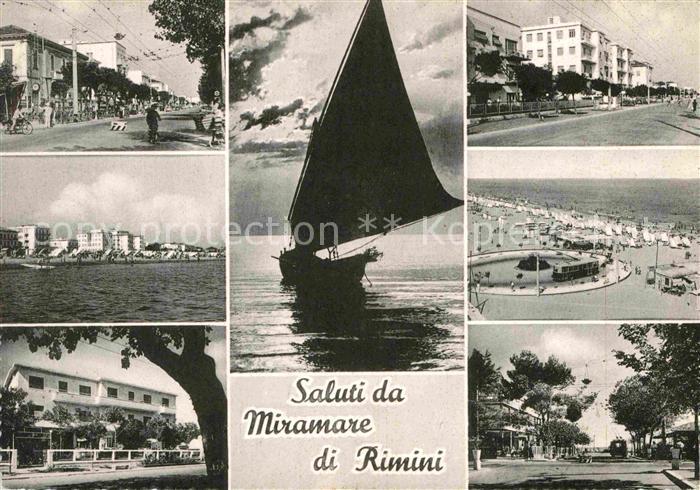 Miramare di Rimini  Teilansichten Strand Segelboot