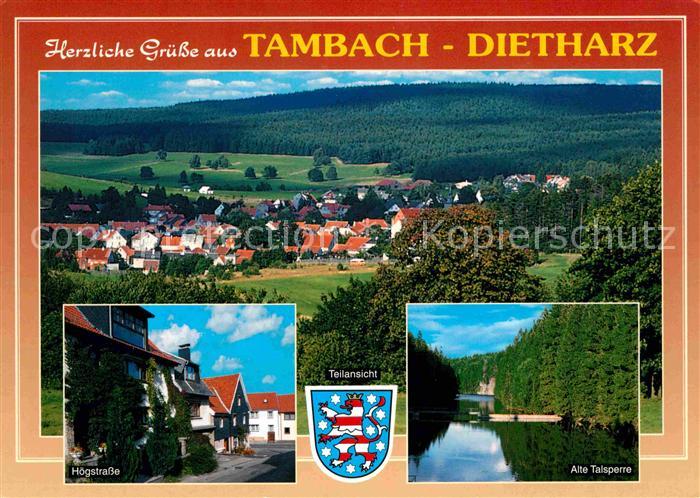 Tambach-Dietharz Panorama Hoegstrasse Alte Talsperre Wappen