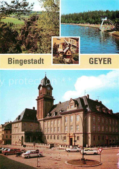 Geyer Binge Geyerscher Teich Badestrand Miniaturen August Bebel Strasse Rathaus