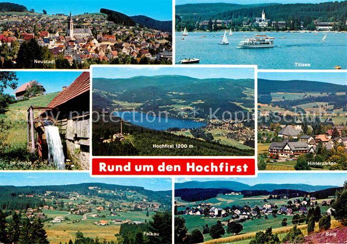 Neustadt Schwarzwald Ortsansicht mit Kirche Titisee Jostal Wasserrad Hochfirst H