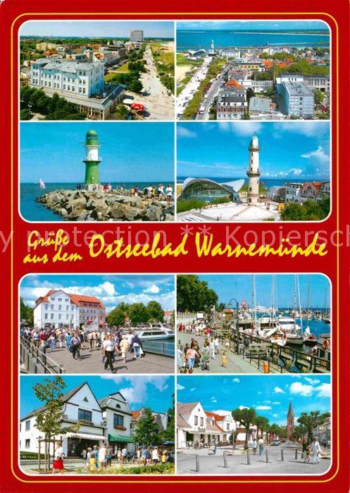 Warnemuende Ostseebad Teilansichten Leuchtturm Teepott Hafen Promenade