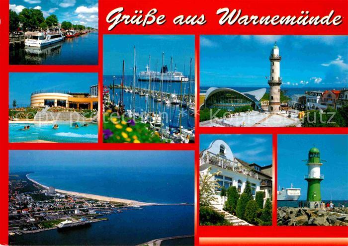 Warnemuende Ostseebad Hafen Wellenbad Faehre Leuchtturm Teepott Fliegeraufnahme