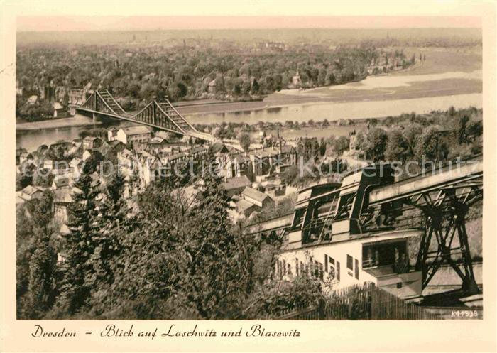DRESDEN Elbe Blick auf Loschwitz und Blasewitz Elbtal Schwebebahn