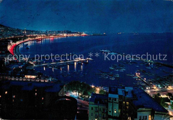 Napoli Neapel Notturno da via Petrarca Porto Hafen Nachtaufnahme