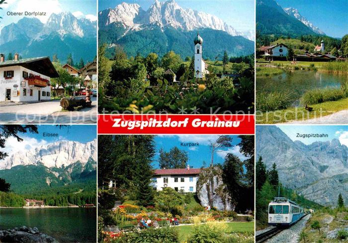 Grainau Dorfplatz Brunnen Kirche Zugspitze Wettersteingebirge Eibsee Kurpark Zug