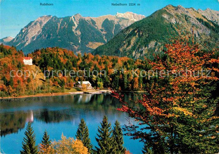 Oberstdorf Freibergsee mit Nebelhorn Herbststimmung Allgaeuer Alpen