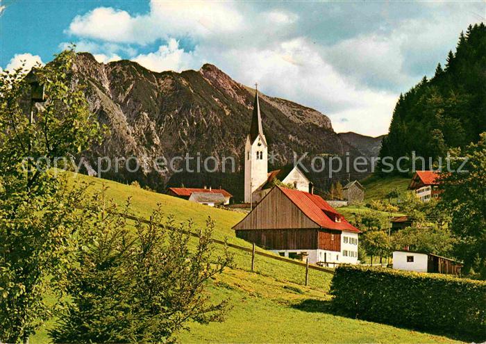 Tiefenbach Oberstdorf Ortsansicht mit Kirche Rubihorn Nebelhorn Allgaeuer Alpen
