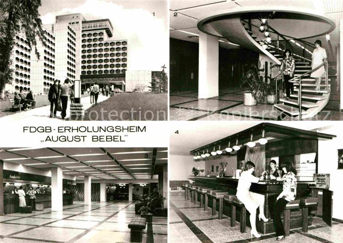 Friedrichroda FDGB Erholungsheim August Bebel Wendeltreppe Empfangshalle Hallenb