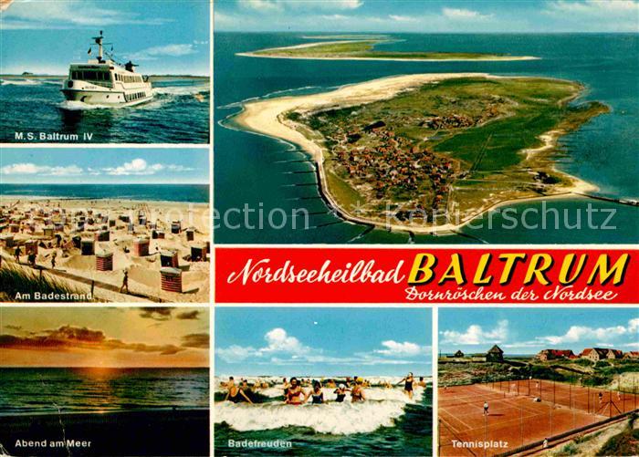 Baltrum Nordseebad MS Baltum IV Badestrand Abend am Meer Tennisplatz Insel Flieg
