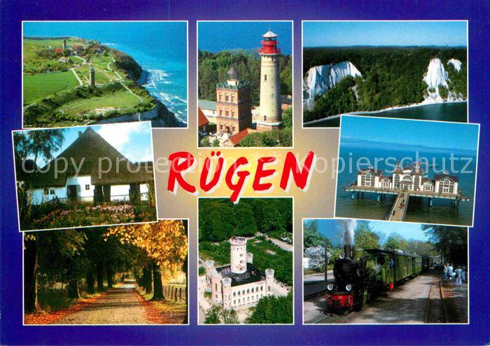 Insel Ruegen Leuchtturm Kreidefelsen Seebruecke Ahlbeck Molly Dampflokomotive Sc