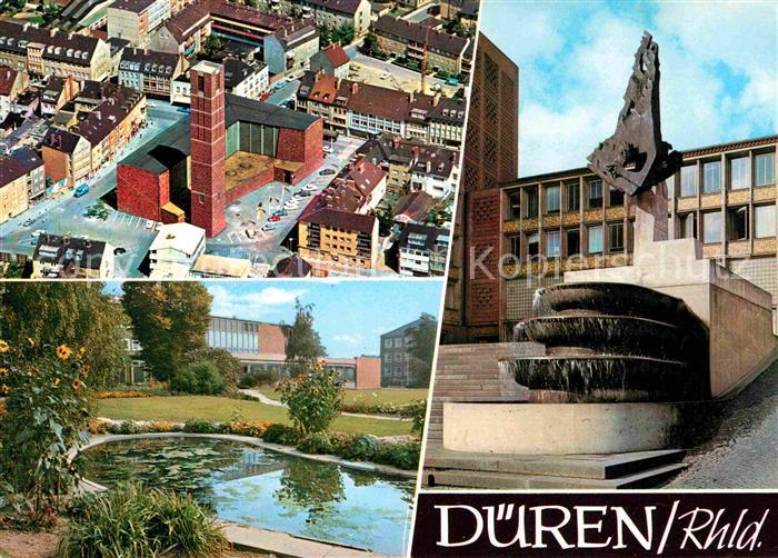 Dueren Rheinland Innenstadt Fliegeraufnahme Teich Brunnen