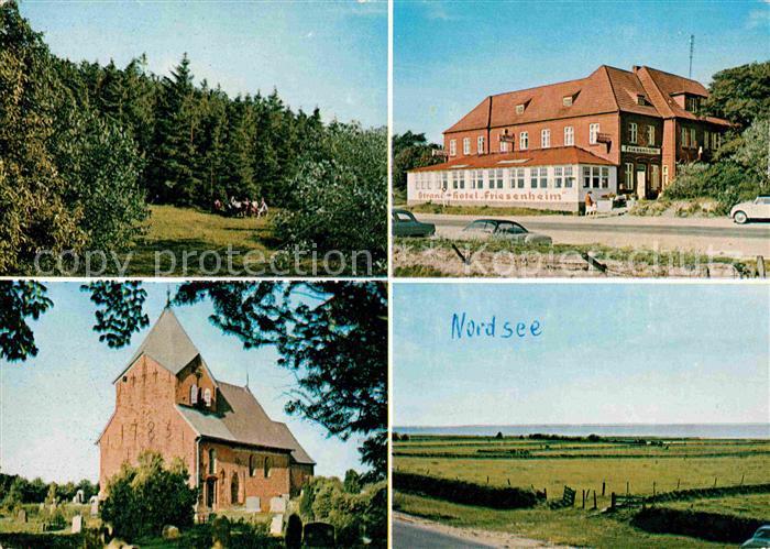 Schobuell Husum Strandhotel Friesenheim Kirche Waldpartie Landschaftspanorama