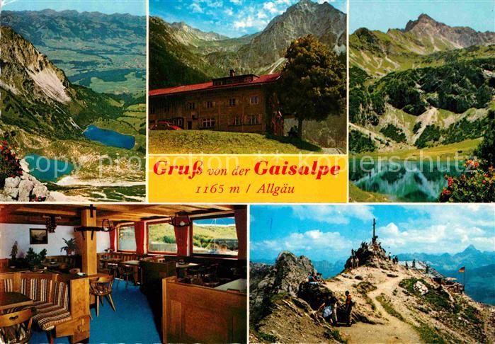 Gaisalpe Berggaststaette Bergsee Alpenpanorama Nebelhorn Gipfelkreuz Allgaeuer A
