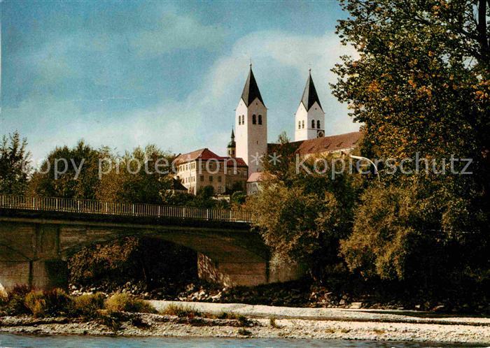 Freising Oberbayern Domberg Isar Bruecke